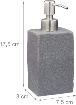 Дозатор для мила Relaxdays, 200 мл, сірий, наповнюваний, для ванної, туалету, кухні, з нержавіючої сталі
