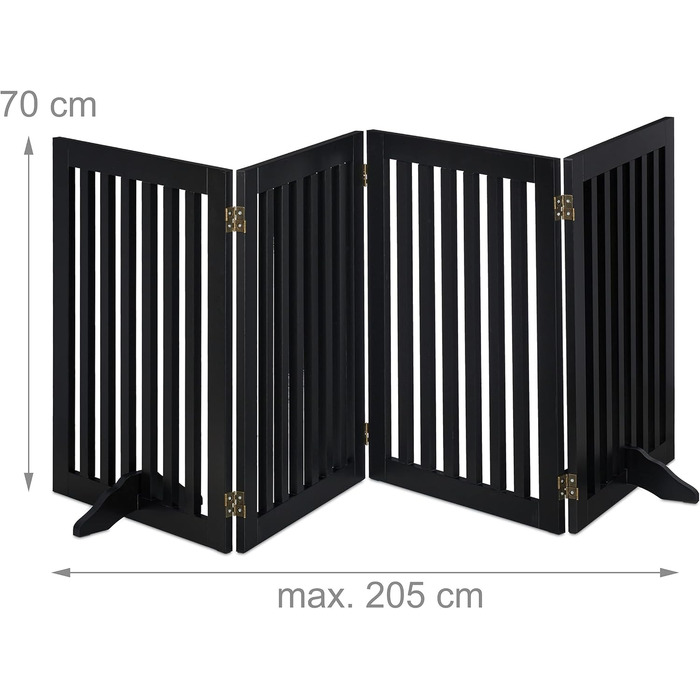 Захисний забірчик для собак Relaxdays, 70 x 154 см, розкладний, з ніжками, чорний (4 панелі)