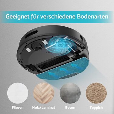 Робот-пилосос Aeco X5 VacuBot з функцією миття підлоги. Потужність всмоктування 5000Pa, лазерна навігація, час роботи до 160 хвилин, керування через додаток та пультом. Ідеально для шерсті тварин, килимів та твердих підлог.