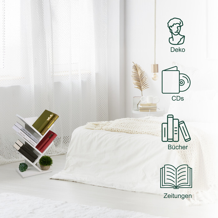 Біла книжкова шафа Relaxdays у формі дерева