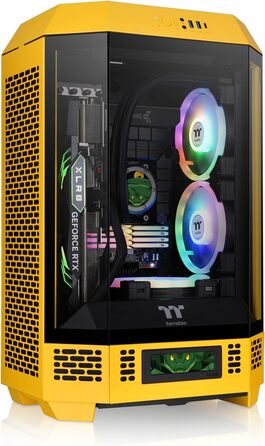 Thermaltake The Tower 300 Bumblebee - Корпус ПК Micro Tower (Micro-ATX/mini-ITX) з вертикальним дизайном, 3 скляні панелі, 2 вентилятори 140mm, підтримка радіатора 420mm