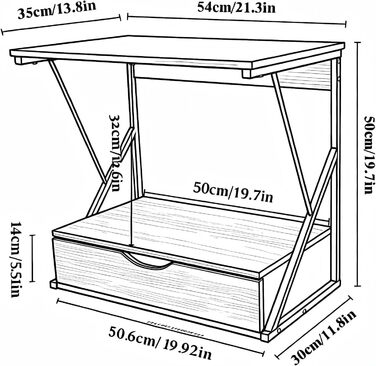 Поличка для мікрохвильової печі, кухонна поличка для стільниці, органайзер для мікрохвильової печі, тостера та аірфрая, багатофункціональна кухонна поличка для оптимізації простору (Дуб/3 яруси) (Дуб/Висувна поличка)