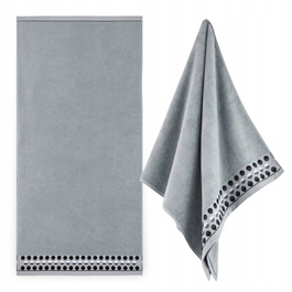 Великий банний рушник ZWOLTEX ZEN 2 з вишивкою, сірий, 450г, 70x140см