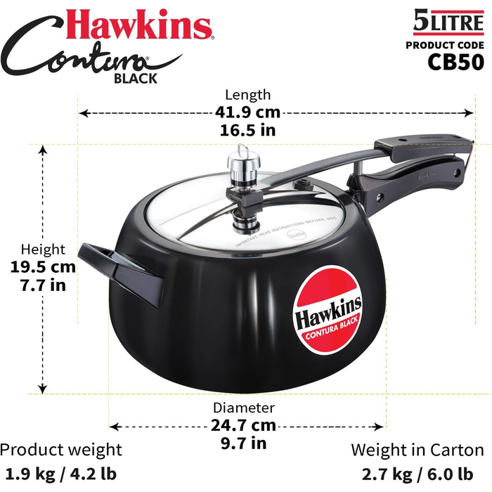 Скороварка Hawkins CB50, анодована, 5 л, чорна