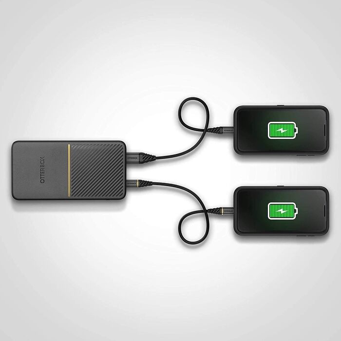Power Bank OtterBox Robustes 15000 mAh з USB-A та USB-C, 18W, Швидка зарядка, Чорний
