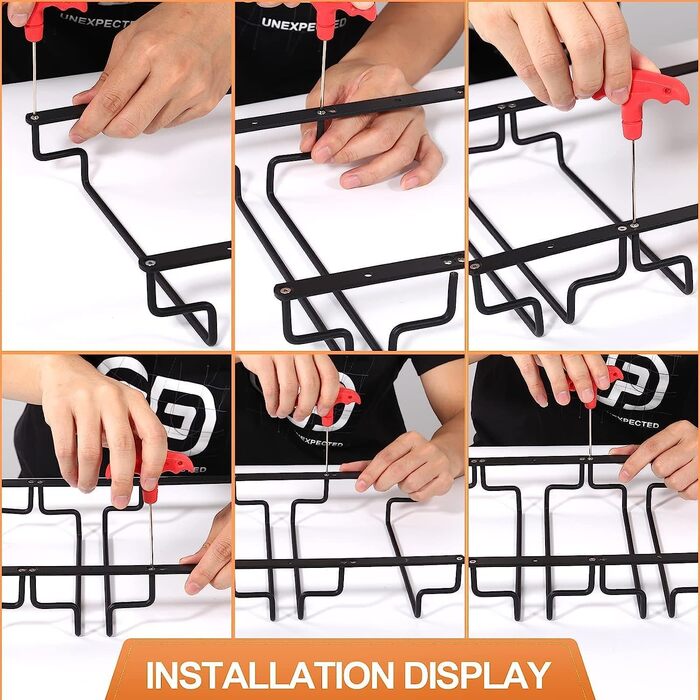 Тримач для келихів вина під шафу, металевий, 4-х рядний, на 8-12 келихів, антикорозійний, для бару, кухні, кафе (знімний), чорний