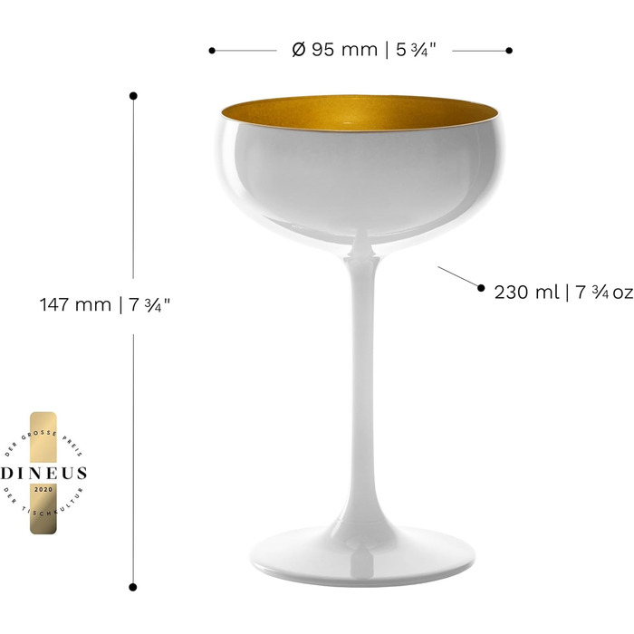 Набір келихів для шампанського Stölzle Lausitz Elements, 6 шт., 230 мл, чорний/бронзовий – елегантні келихи з кришталевого скла без свинцю, придатні для миття в посудомийній машині та ударостійкі