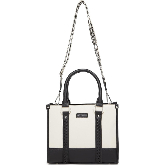 Сумка жіноча Miss Lulu середнього розміру через плече з текстурою лічі, з внутрішніми кишенями для роботи, відпочинку та повсякденного використання (чорний)