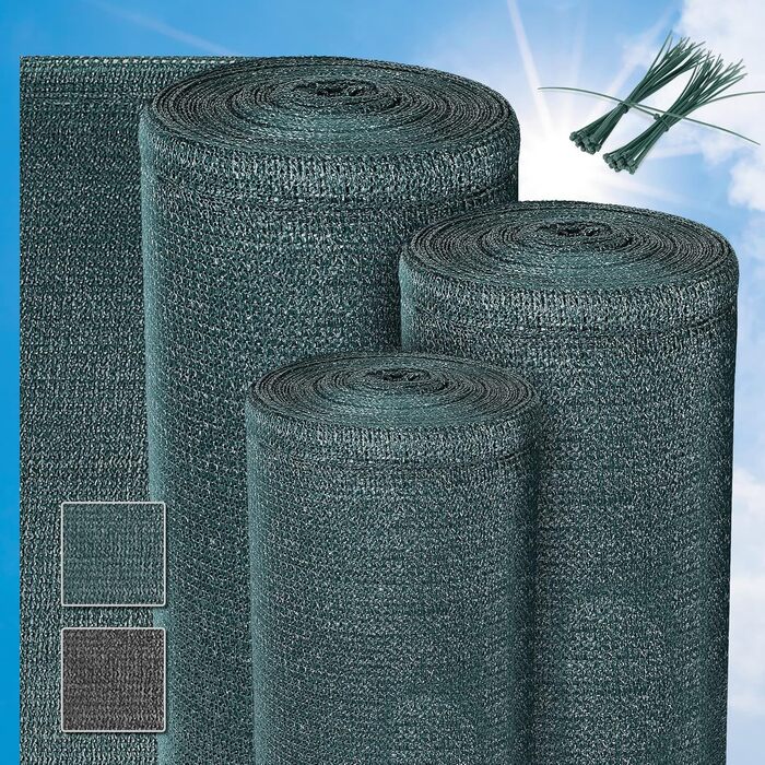 Sol Royal Shade Net 25m x 1.5m Shading Fabric 165g/m² – Dense sun protection with UV protection & cable ties for easy attachment – HDPE privacy screen green for greenhouse & fence SG80