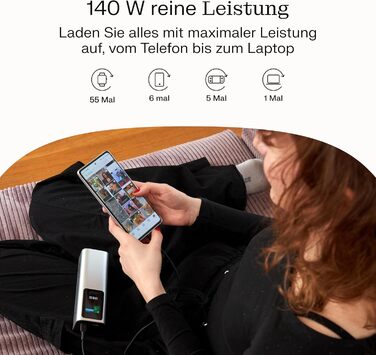 Powerbank Greencell PowerPlay Ultra 25200mAh 140W з USB-C PD, Швидка зарядка для ноутбука, MacBook, iPhone, LCD дисплей