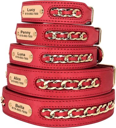 Шкіряний нашийник для собак Didog, плетений, з гравіюванням, регульований, чорний, L (17.0-20.0 см), ширина 3.2 см