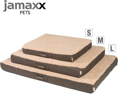 JAMAXX Orthopedic Dog Mattress - Joint-Friendly Memory Foam Visco - Washable - Removable Lambskin Cover / Water-Repellent Oxford Fabric - Robust and Cozy Dog Bed PDB1012, 90x65 (M), (L 120 x W 73 x H 30 cm, dark beige)