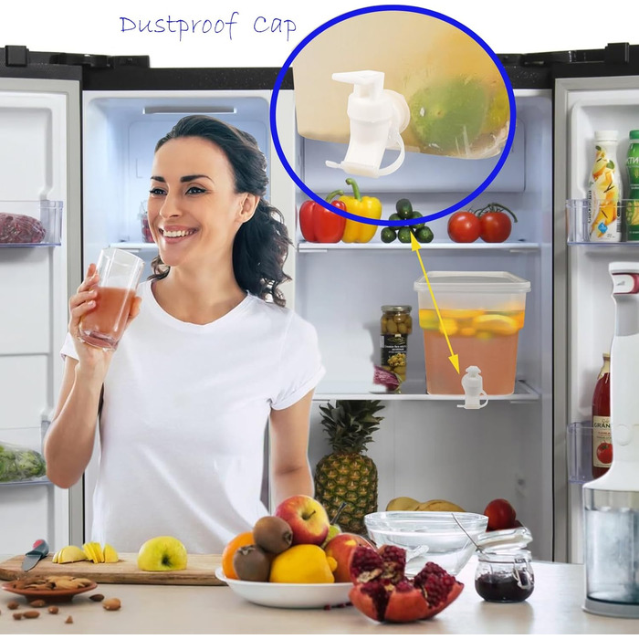 Drink Dispenser with Spouts for Refrigerator, Leak-Proof Plastic Water Container, Drink Dispenser with Spout, for Home, Party, Restaurant, Bar, Buffet, 4 Pieces