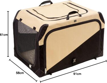 HUNTER Складана переносна будка для собак, M (бежева), 91x58x61 см