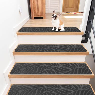 GOYLSER Non-Slip Stair Treads for Wood Stairs - 15 Piece Set (76x20cm) - Felt Self-Adhesive Indoor Stair Mats