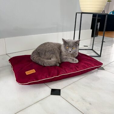 М'яке ліжко-подушка для собак та котів. Зміцнена, м'яка, безпечна для тварин. Розмір 60x40 см, колір вишня (XS)