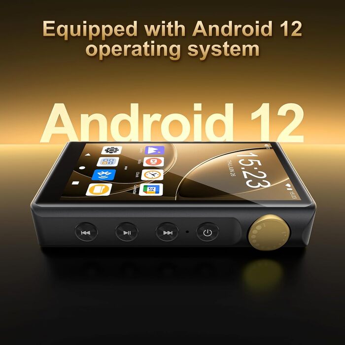 HiFi MP3 плеєр ZAQE з Bluetooth та WiFi, Android 12, Lossless DSD DAC, підтримка Flac, 64GB карта пам'яті (до 512GB), чорний