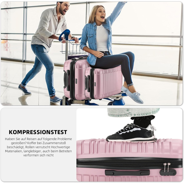 Набір валіз Beibye Zwillingsrollen: чорний (M) та рожеве золото (M)