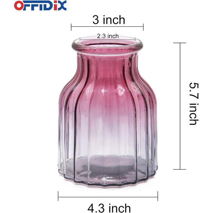 Скляна ваза OFFIDIX з градієнтом кольору, багатокольорова, геометричний фацет, для квітів, декору, вечірок, офісу та дому