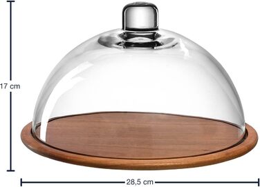 LEONARDO HOME Wooden Cheese Board and Glass Cloche, Cheese Board with Glass Dome, 2-Piece Set, Ø 280 mm, 018519