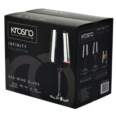 Келихи для червоного вина Krosno INFINITY, прозорі, 580 мл, 6 шт.