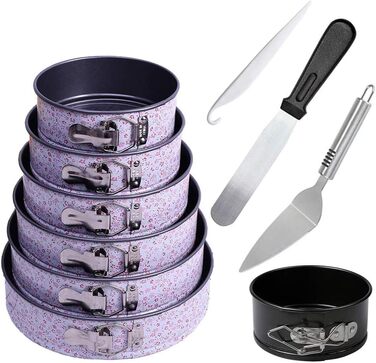 Набір форм для випічки з антипригарним покриттям, 7 розмірів, з нержавіючої сталі, для чізкейків, знімний дно, з кліпсами