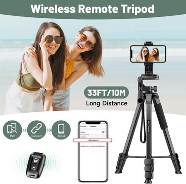 Штатив для камери JOILCAN 210.8 см, чорний: для фото та відеозйомки з DSLR, смартфонів та селфі-палиць