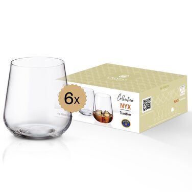 Кришталеві келихи Crystal Bohemia - набір 6 шт, 200 мл, стійкі до миття в посудомийній машині, витончені, стійкі до подряпин та елегантні - класичні кришталеві келихи для шампанського та просекко - ідеальні для вечірніх вечірок та як подарунок (Tumbler 32