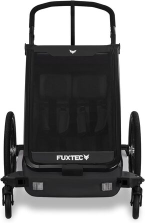 Фукстек Причіп для велосипеда Sportfux на 2 місця, чорний, з багажником, відбивачами, регульованою ручкою, захистом від дощу та сонця, складний