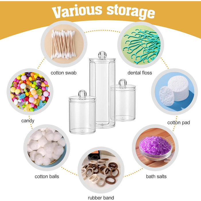 Органайзер для ватних дисків та ватних паличок з кришкою, для туалетного столика, ванної кімнати, спальні