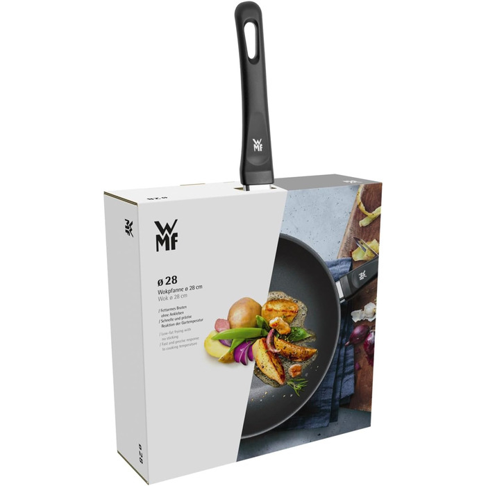 Сковорода гриль WMF 27x27 см з носиком, алюмінієва, для стейків, з рифленою поверхнею, з пластиковою ручкою (не для індукції)