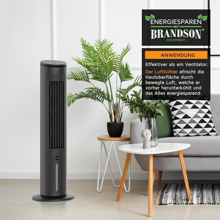 Мобільний вентилятор з водяним охолодженням Brandson - 5 в 1, тихий, 4.7л, чорний