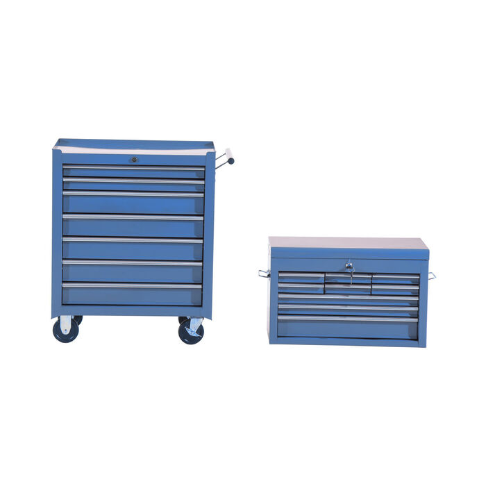 HOMCOM Tool Cart Workshop Cart Rolling Cart 4 Drawers blue, mobile & stable, ideal for garage & workshop