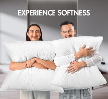 Utopia Bedding Pillow Set (2 Pack), 80 x 80 cm Sleeping Pillow, Breathable and Soft Pillow (White) 80x80 cm (2 Pack) White 2