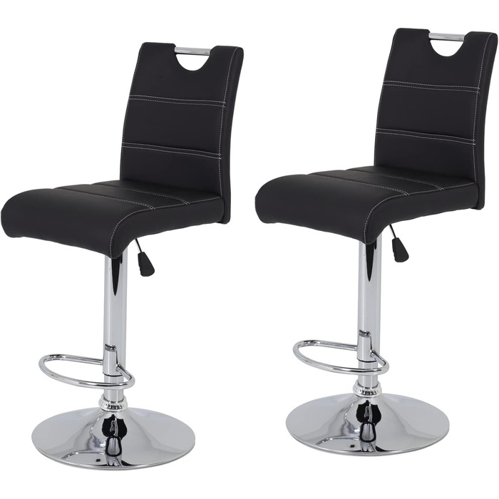 Miranda Bar Stool - Adjustable Height, 360° Swivel, Faux Leather - Black