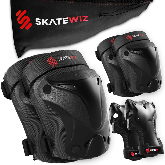 Дитячий захисний комплект SKATEWIZ для роликів – наколінники, налокітники, захист для дітей та дорослих, 6 предметів, ергономічна посадка, посилені амортизуючі вставки