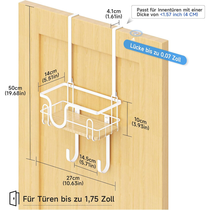 Настінна кріплення для прасувальної дошки з кошиком для зберігання та гачками (білий)