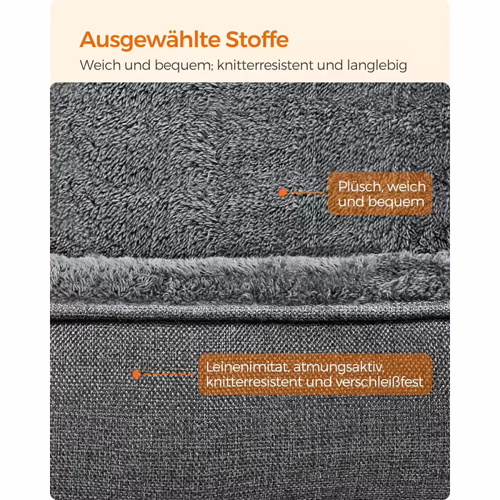 Feandrea Dog Bed, Linen-Look Dog Cushion, Dog Basket, Raised Edges, Non-Slip Bottom, Removable and Washable Cover, XL, for Large Dogs, 110 x 75 x 27 cm, Light Grey PGW12GG