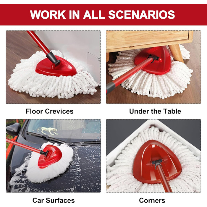 12-Pack Replacement Mops for O-Cedar Easy Wring Spin Mop, Microfiber Spin Mop Replacement Heads, Easy Mop Replacement for Cleaning