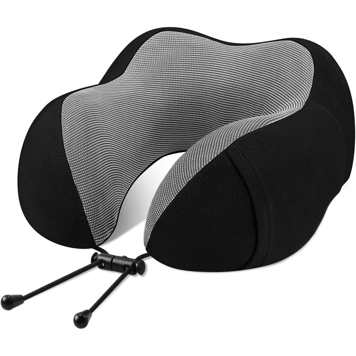 Подушка для шиї у літак – Memory Foam, Зручна подушка для подорожей, Авто, Поїзд, Автобус, Ергономічна, Дихаюча, З чохлом для зберігання
