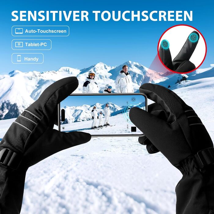 Електричні гріючі рукавиці для чоловіків та жінок, 7.4V 3200mAh, для зимових видів спорту, XL, Чорний