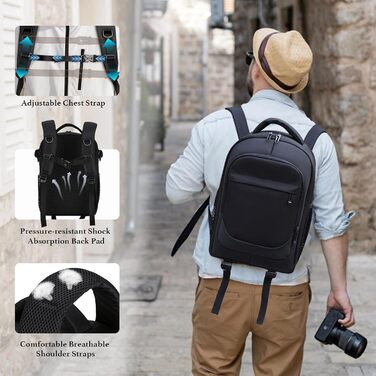 Водонепроникний рюкзак для фотоапарата: камера, DSLR, SLR, об'єктив, штатив, аксесуари, чорний