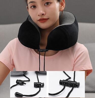 Подушка для шиї MASMAS з Memory Foam: ортопедична підтримка для подорожей (чорна)