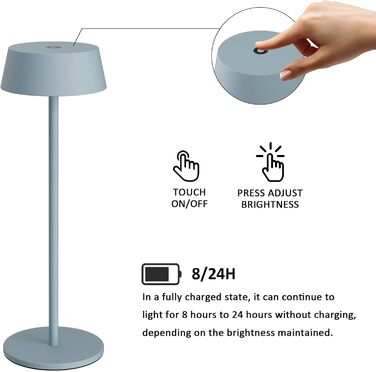 LED акумуляторні настільні лампи K-Bright (2 шт.), тепле біле світло 3000K, димування, для дому та саду (блакитний, 1 шт.)