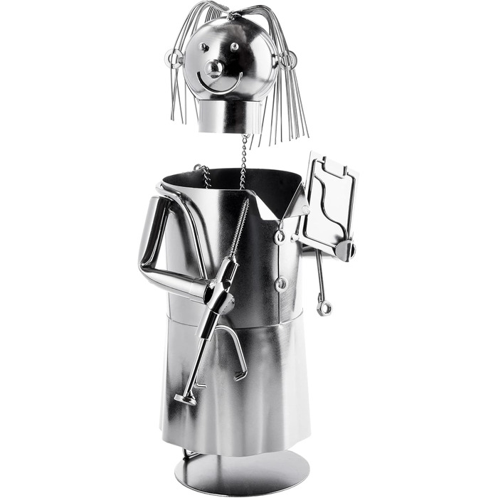 BRUBAKER Wine Bottle Holder Doctor - Metal Sculpture Bottle Stand - 20 cm - Wine Gift for Patients, Specialist Doctors, Medical Students for Studying - with Greeting Card