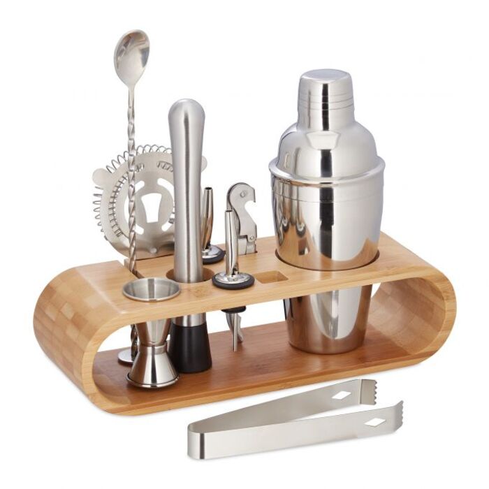 Relaxdays 9-Piece Cocktail Set with Stand