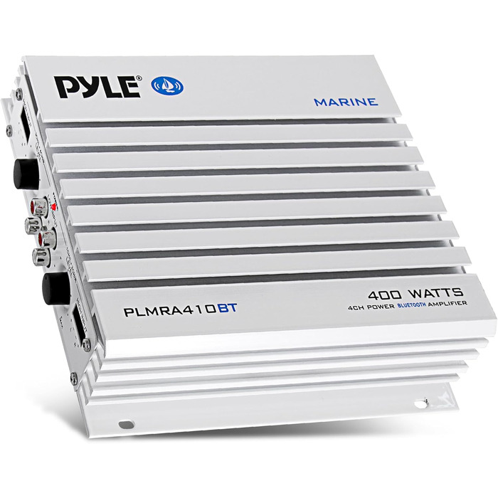 Pyle 2.1 Bluetooth морський підсилювач-ресивер, водонепроникний 4-канальний аудіо підсилювач для стерео колонок, 400 Вт, Dual-MOSFET, PLMRA410BT