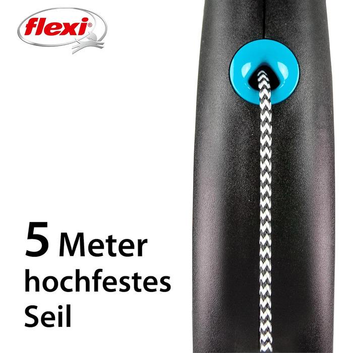 Рулетка для собак Flexi Black Design S, 5 м, чорний/синій (до 12 кг)