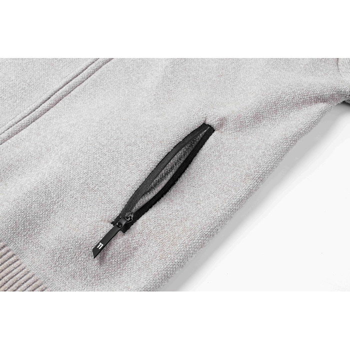 Чоловіча в'язана кофта з коміром-стійкою, на блискавці, з м'яким плюшевим підкладкою. Зручна чоловіча куртка-кардиган з тонкого в'язання для осені та зими (Бежевий, M)