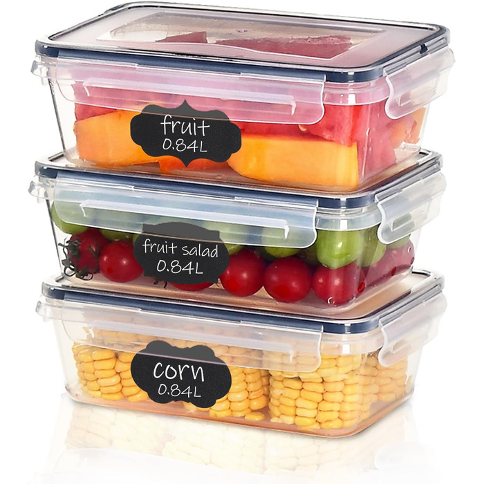 12 контейнерів для зберігання їжі з кришкою, контейнери для заморожування, meal prep бокси, 6 x 1л/0.52л, BPA-free, герметичні, придатні для мікрохвильової печі, можна мити в посудомийній машині, для зберігання та транспортування їжі, фруктів, овочів